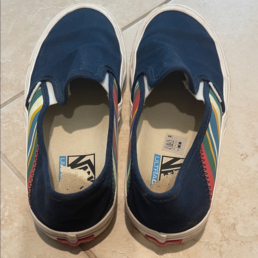 Vans Slip-On Sneakers - Navy with Multicolor Stripes